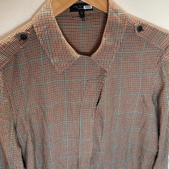 (A54) rag & bone Field Plaid Shirt, Color - Tan Multi, Size Medium - Picture 10 of 16